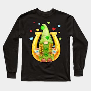 Gnome and Horseshoe Autism Patrick's Day Long Sleeve T-Shirt